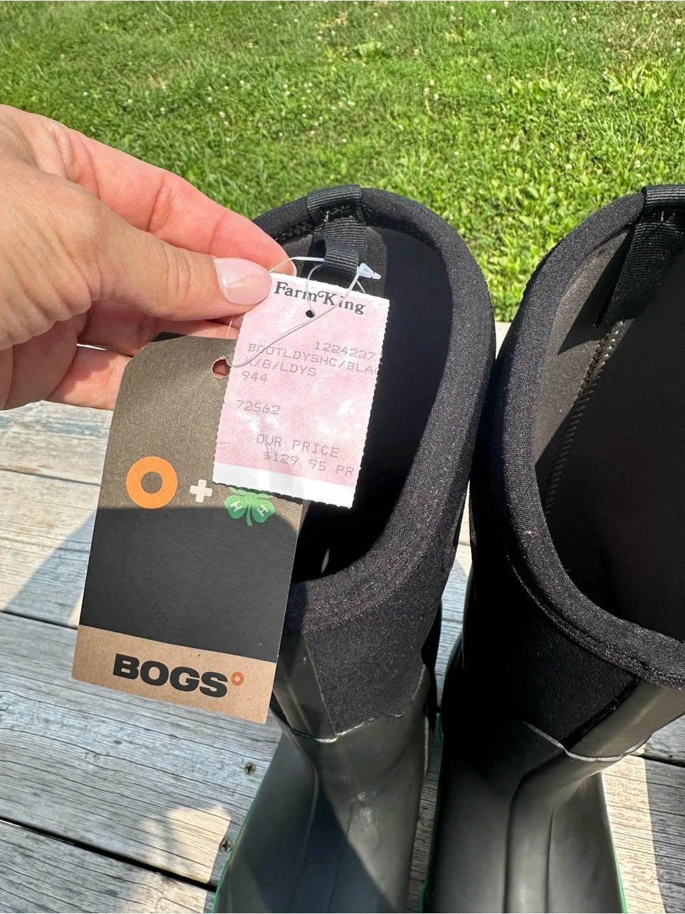 Bogs Women Black Rain & Snow Boots with Green Trim